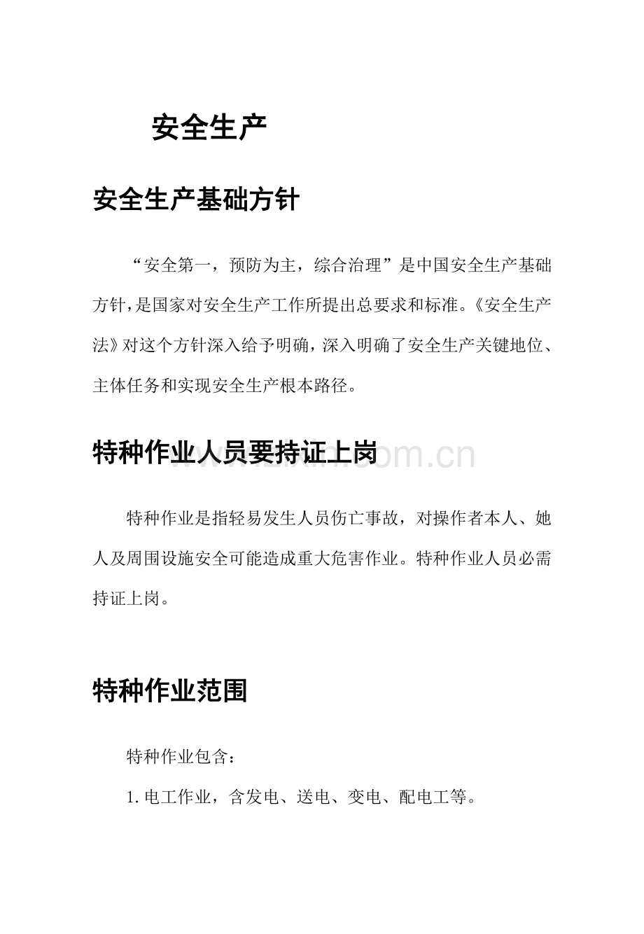 特种作业安全生产手册模板.doc_第1页