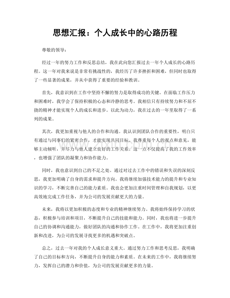 思想汇报：个人成长中的心路历程.docx_第1页