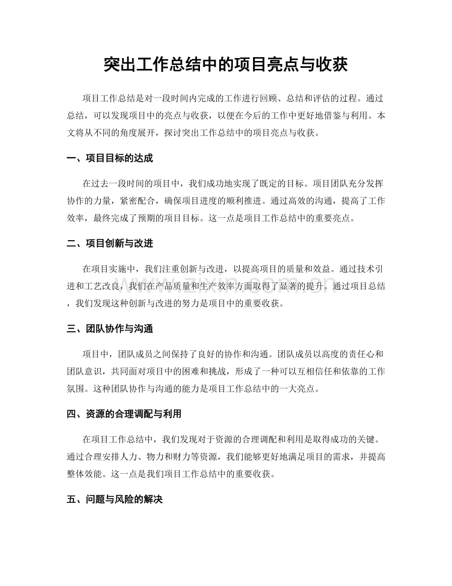突出工作总结中的项目亮点与收获.docx_第1页