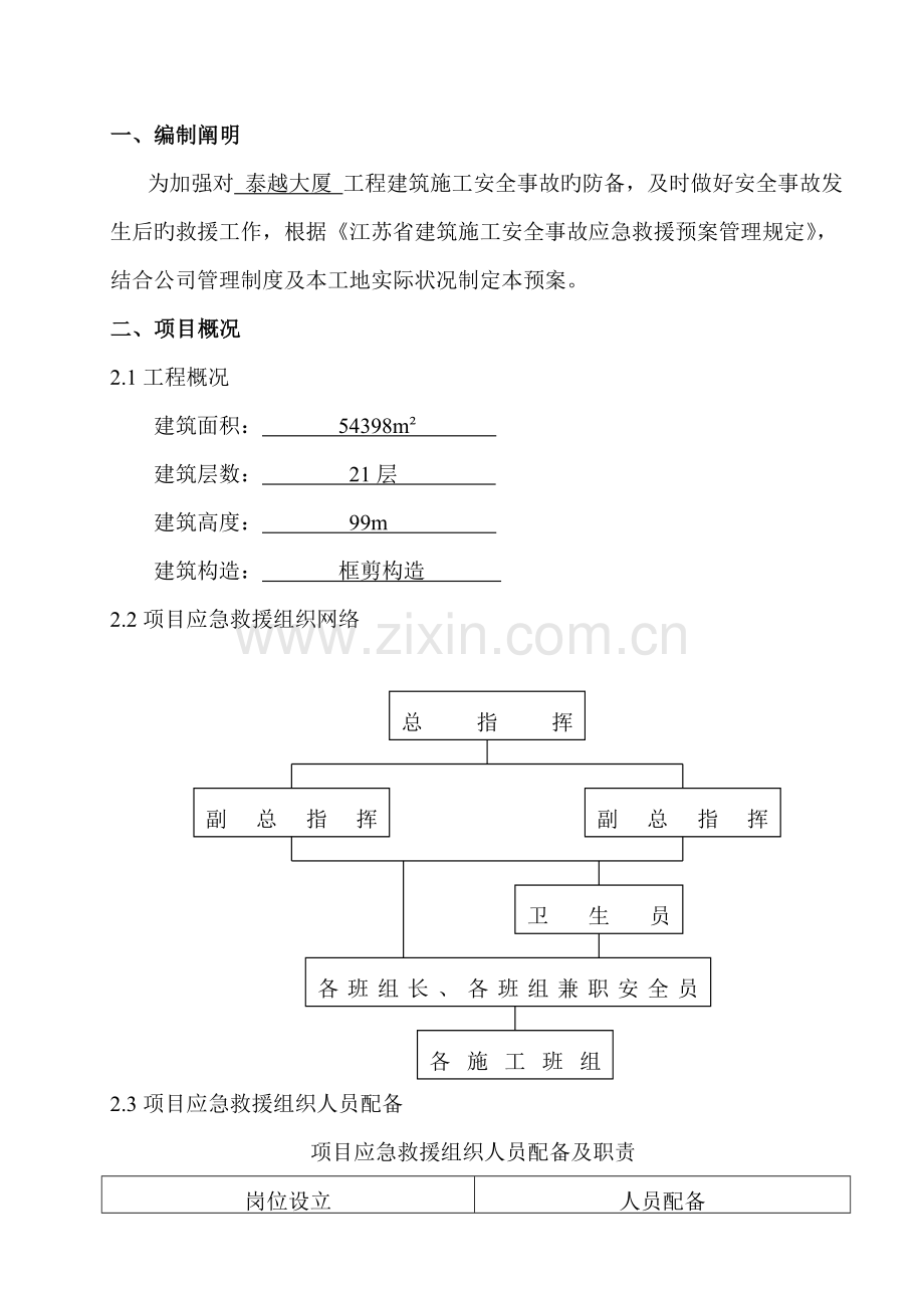 关键工程优质建筑综合施工应急救援全新预案.docx_第2页