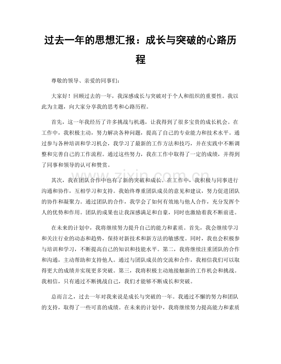 过去一年的思想汇报：成长与突破的心路历程.docx_第1页