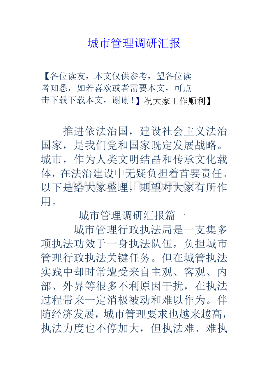 城市管理调研研究报告.doc_第1页