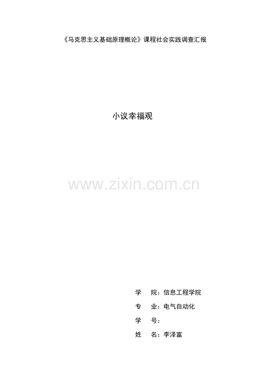 马克思主义基本原理概论课程社会实践调查分析报告.doc_第1页