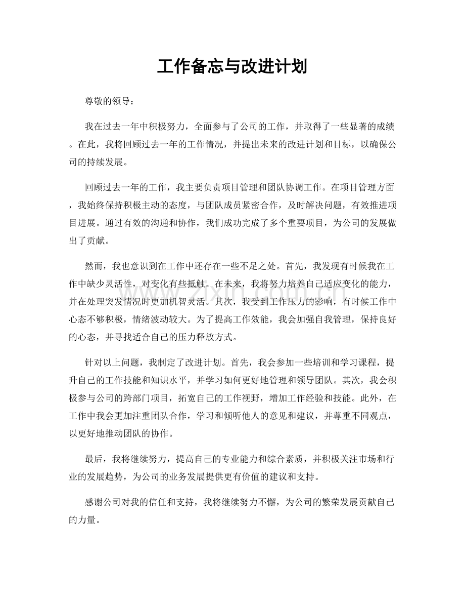 工作备忘与改进计划.docx_第1页