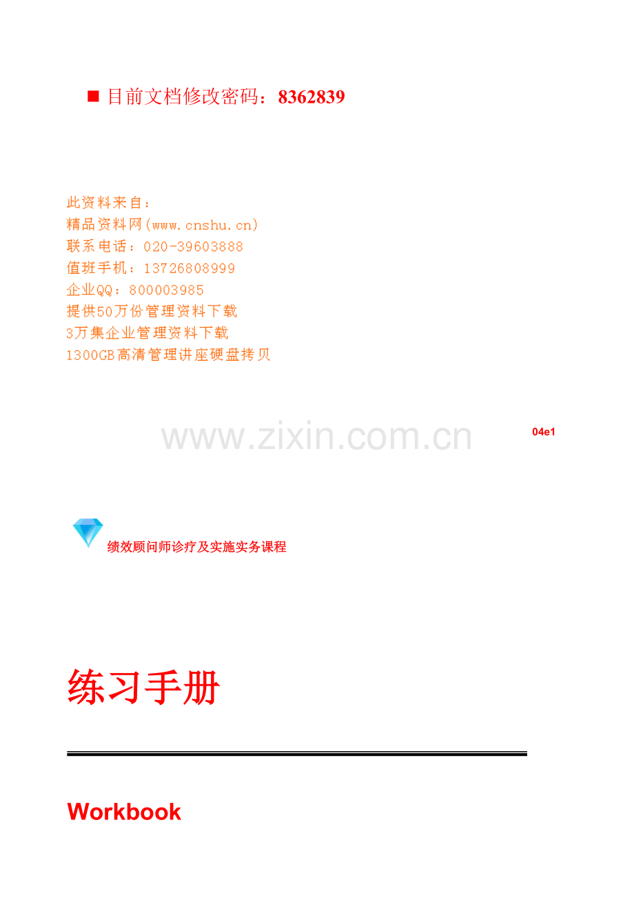 绩效顾问师诊断及执行练习手册模板.doc_第1页