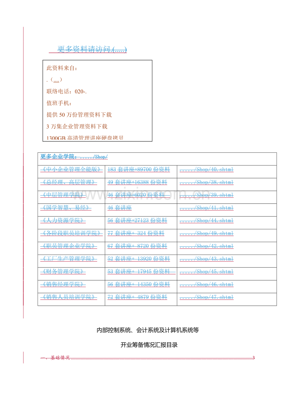 内部控制系统会计系统与计算机系统报告模板.doc_第1页
