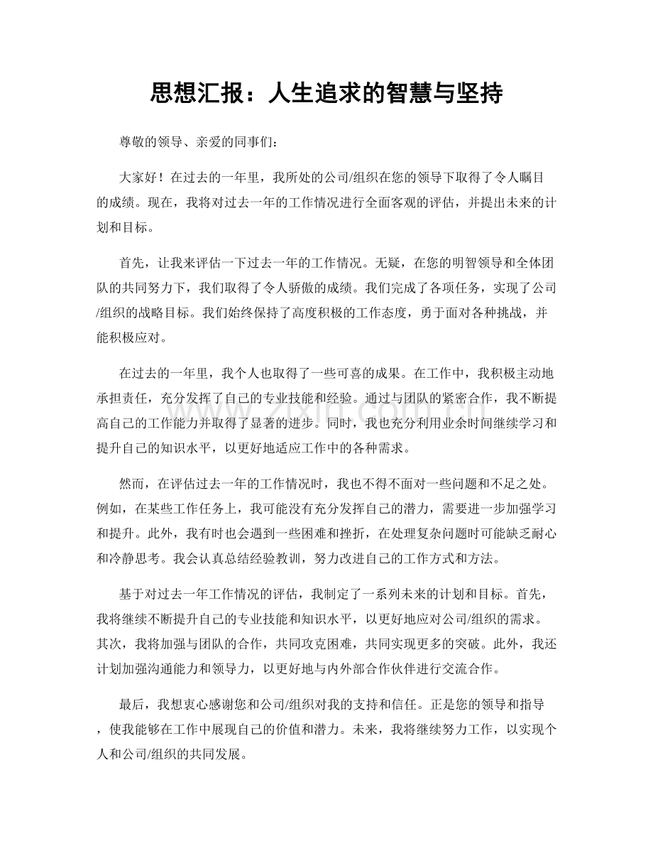 思想汇报：人生追求的智慧与坚持.docx_第1页