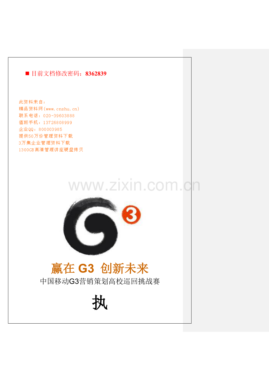 移动营销策划巡回挑战赛执行手册模板.doc_第1页