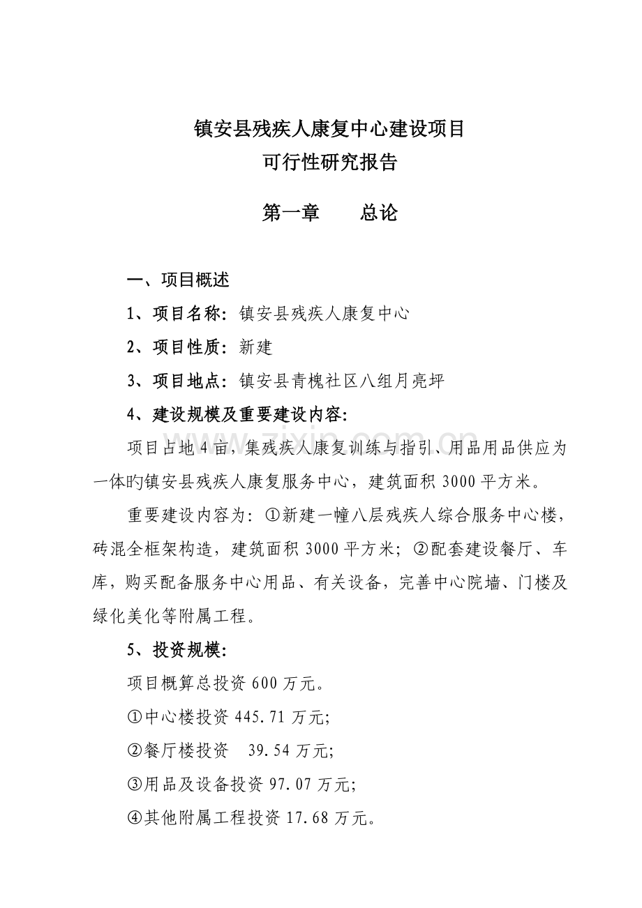 残疾人综合服务中心建设专项项目可行性专题研究报告.docx_第1页