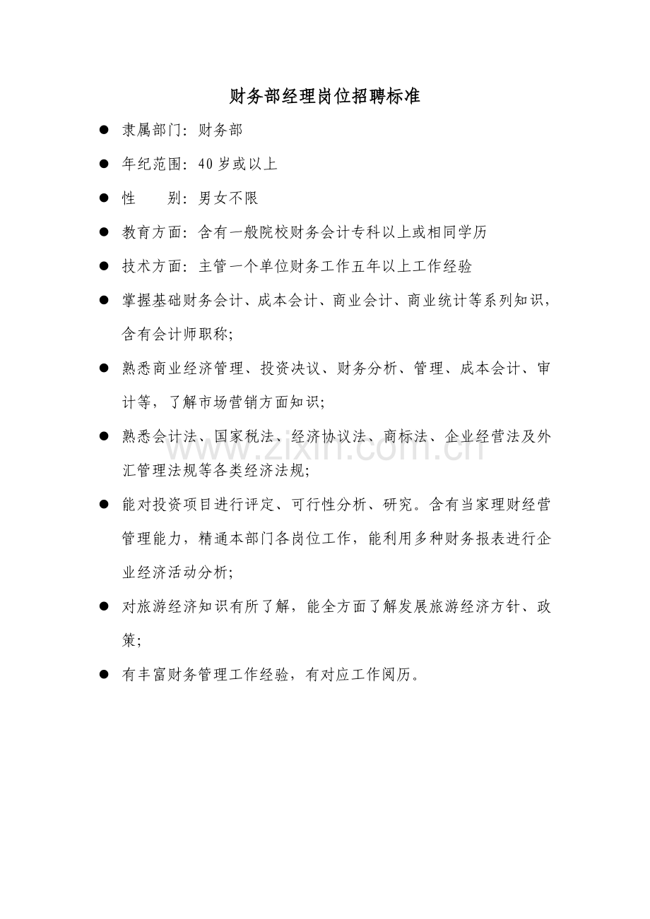 酒店各岗位招聘标准模板.doc_第1页