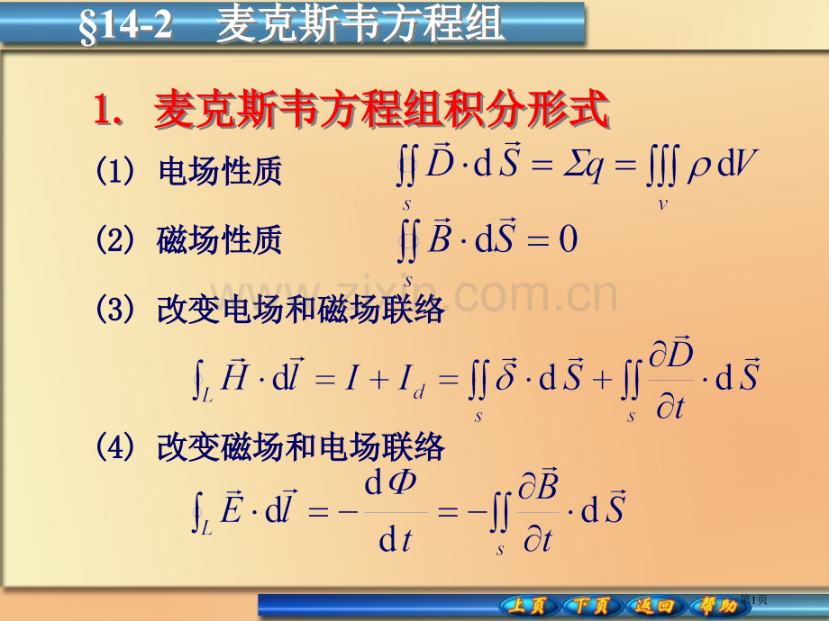 麦克斯韦方程组的积分形式省公共课一等奖全国赛课获奖课件.pptx_第1页