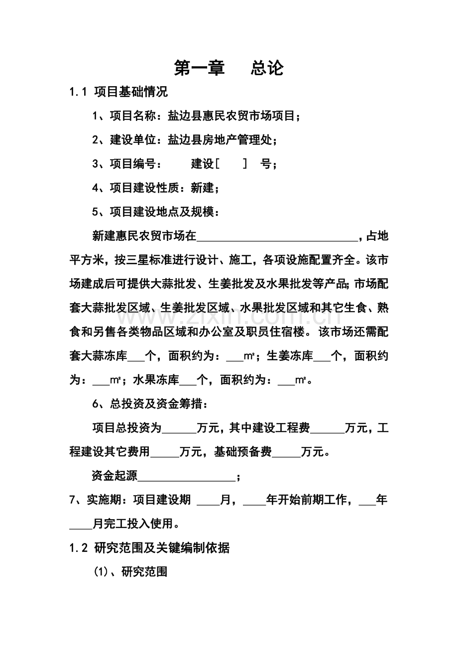 盐边县农贸市场建设优质项目可行性专项研究报告.docx_第1页