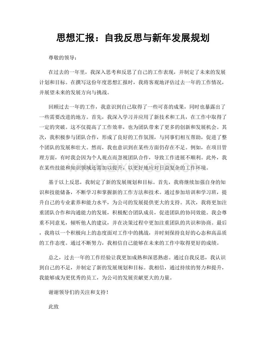 思想汇报：自我反思与新年发展规划.docx_第1页