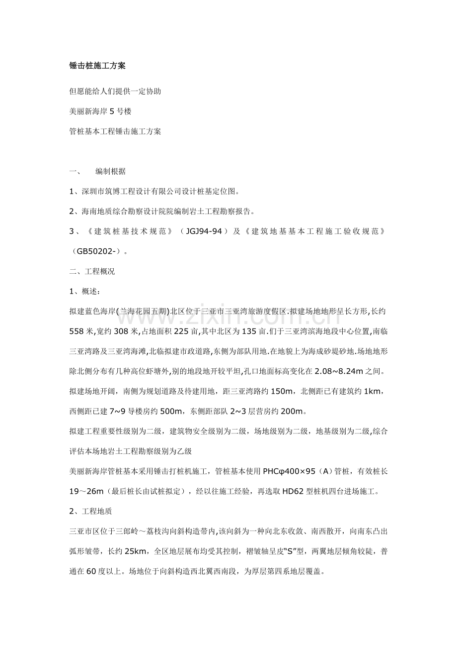 锤击桩综合项目施工专项方案.doc_第1页