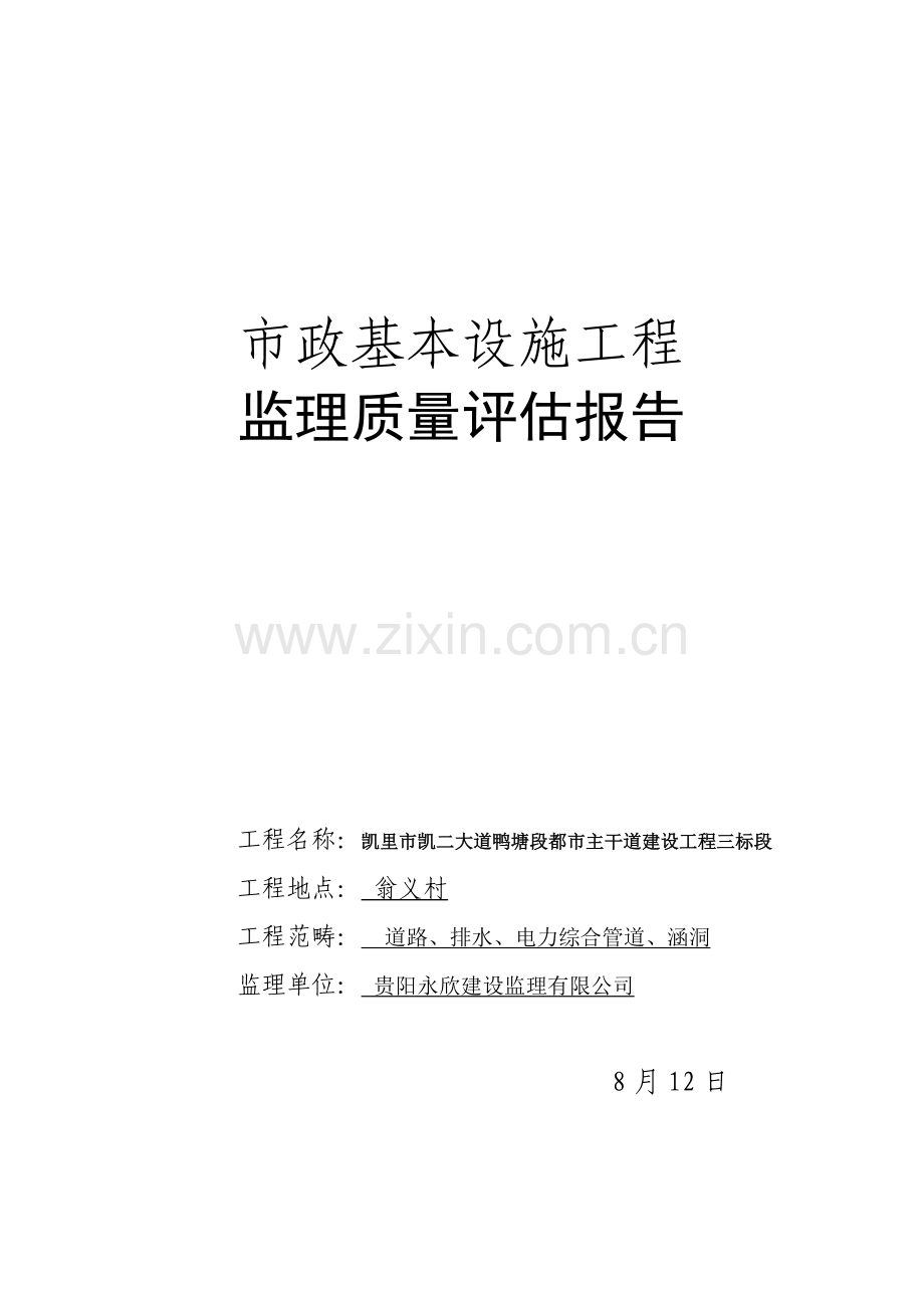 市政道路监理质量评估分析报告改.doc_第1页