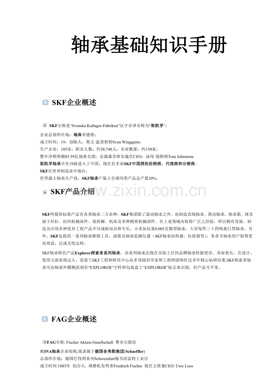 进口轴承的基础手册模板.doc_第1页
