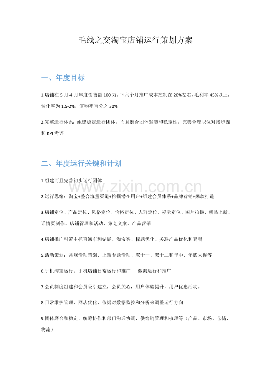 淘宝店铺运营专业策划专项方案.docx_第1页