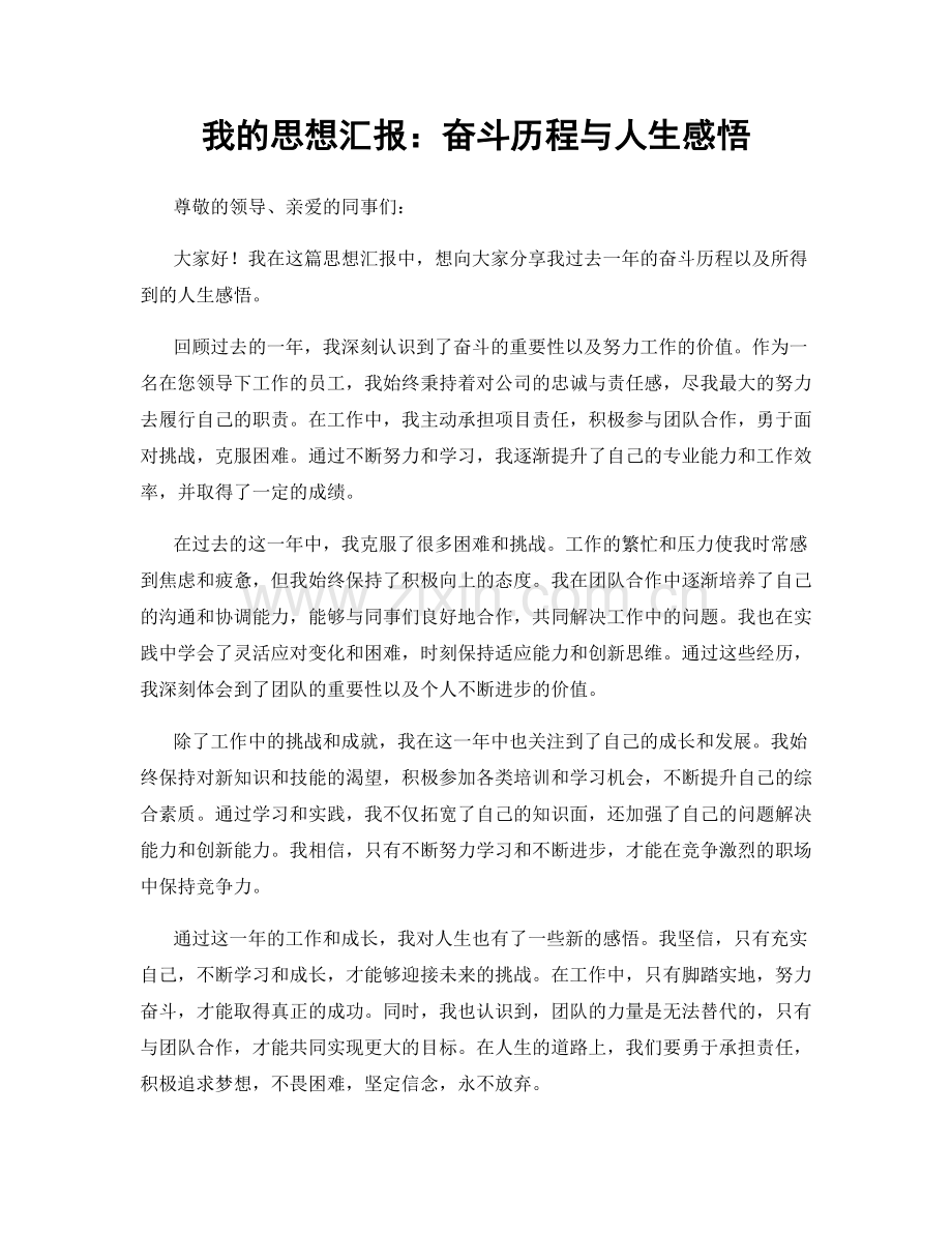 我的思想汇报：奋斗历程与人生感悟.docx_第1页