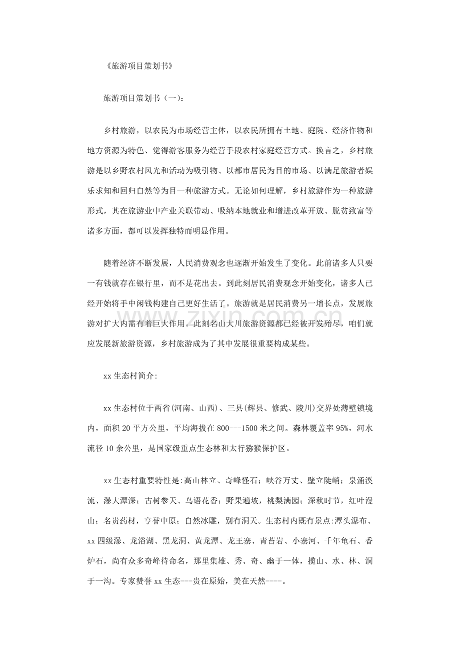 旅游综合项目专业策划书篇优秀版.doc_第1页