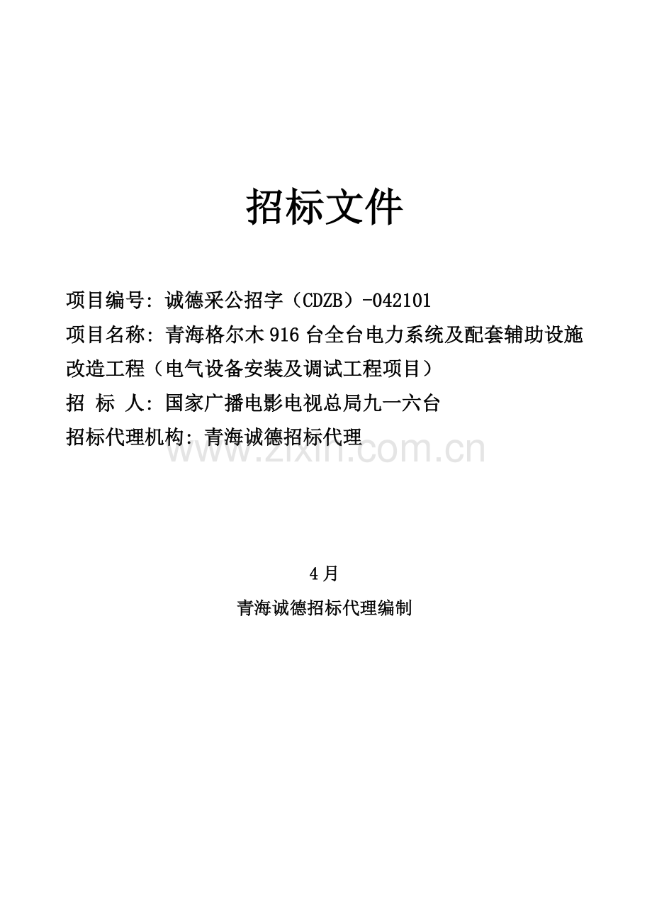 公司电力系统及配套辅助设施招标文件模板.doc_第1页
