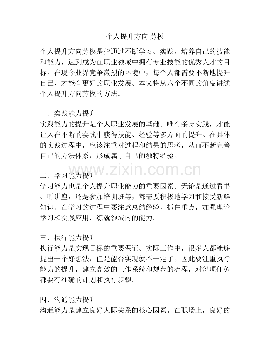 个人提升方向 劳模.docx_第1页