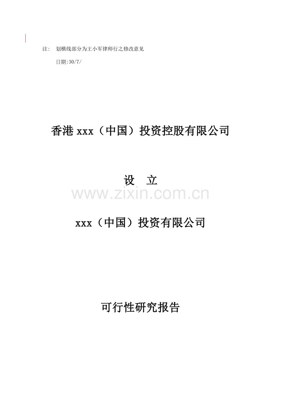 投资有限公司可行性专题研究报告.docx_第1页