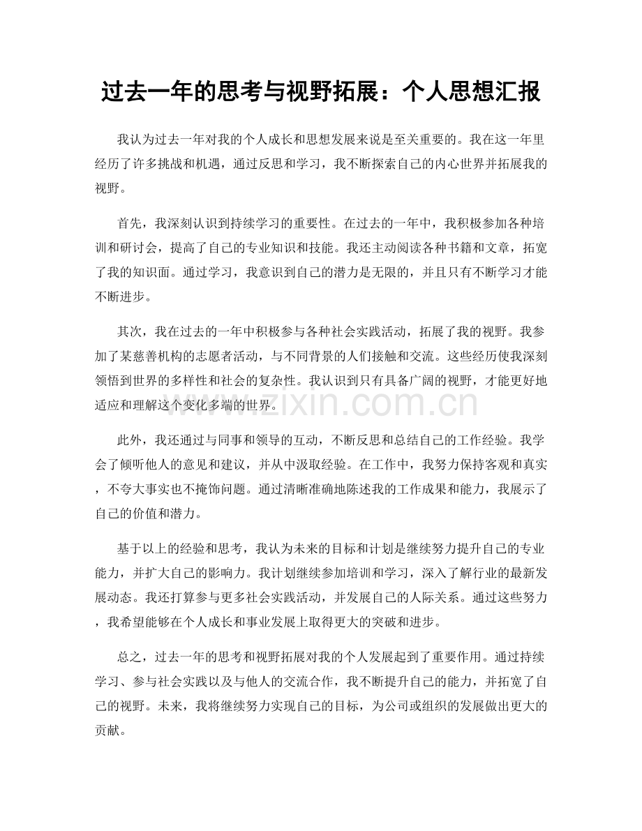 过去一年的思考与视野拓展：个人思想汇报.docx_第1页