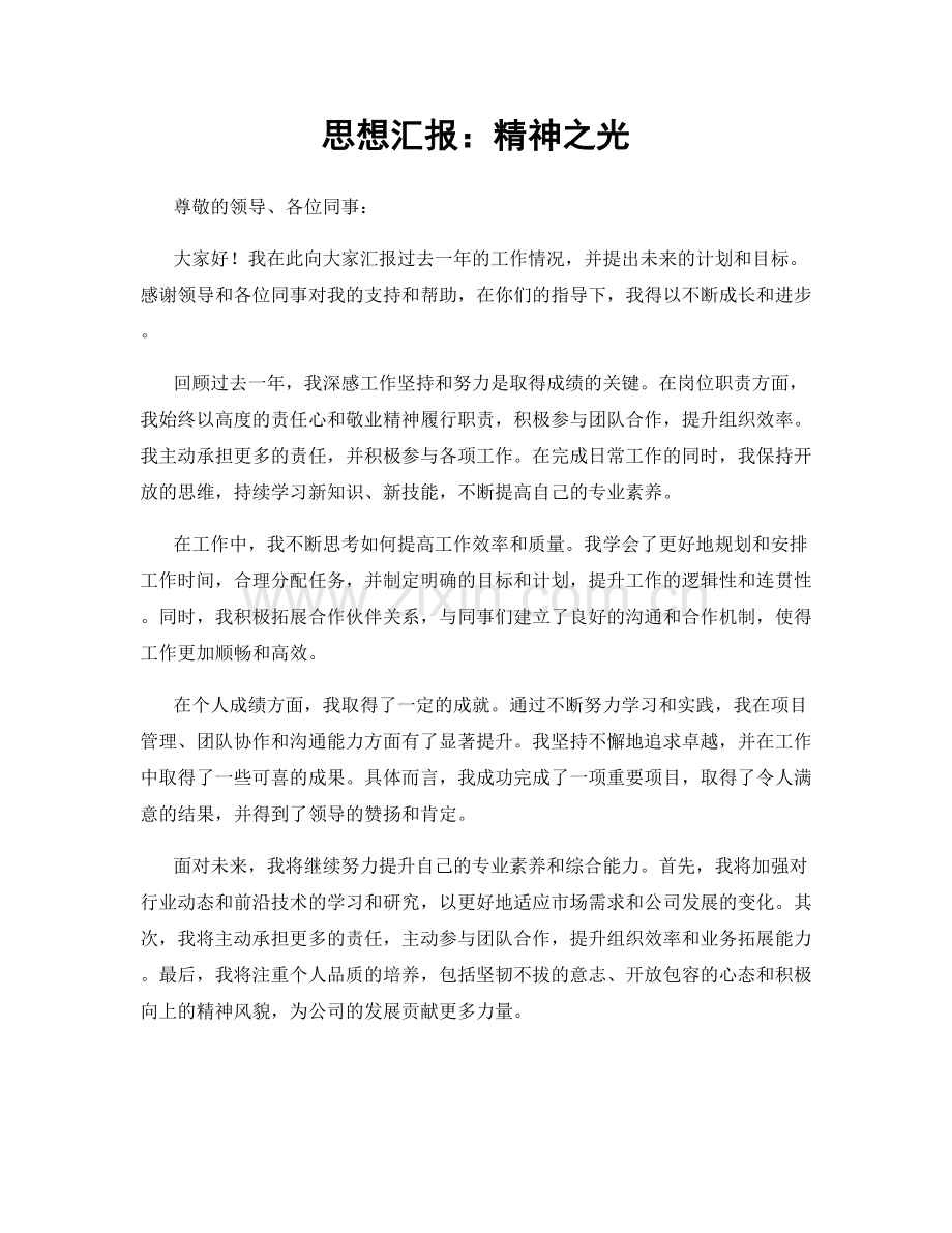 思想汇报：精神之光.docx_第1页