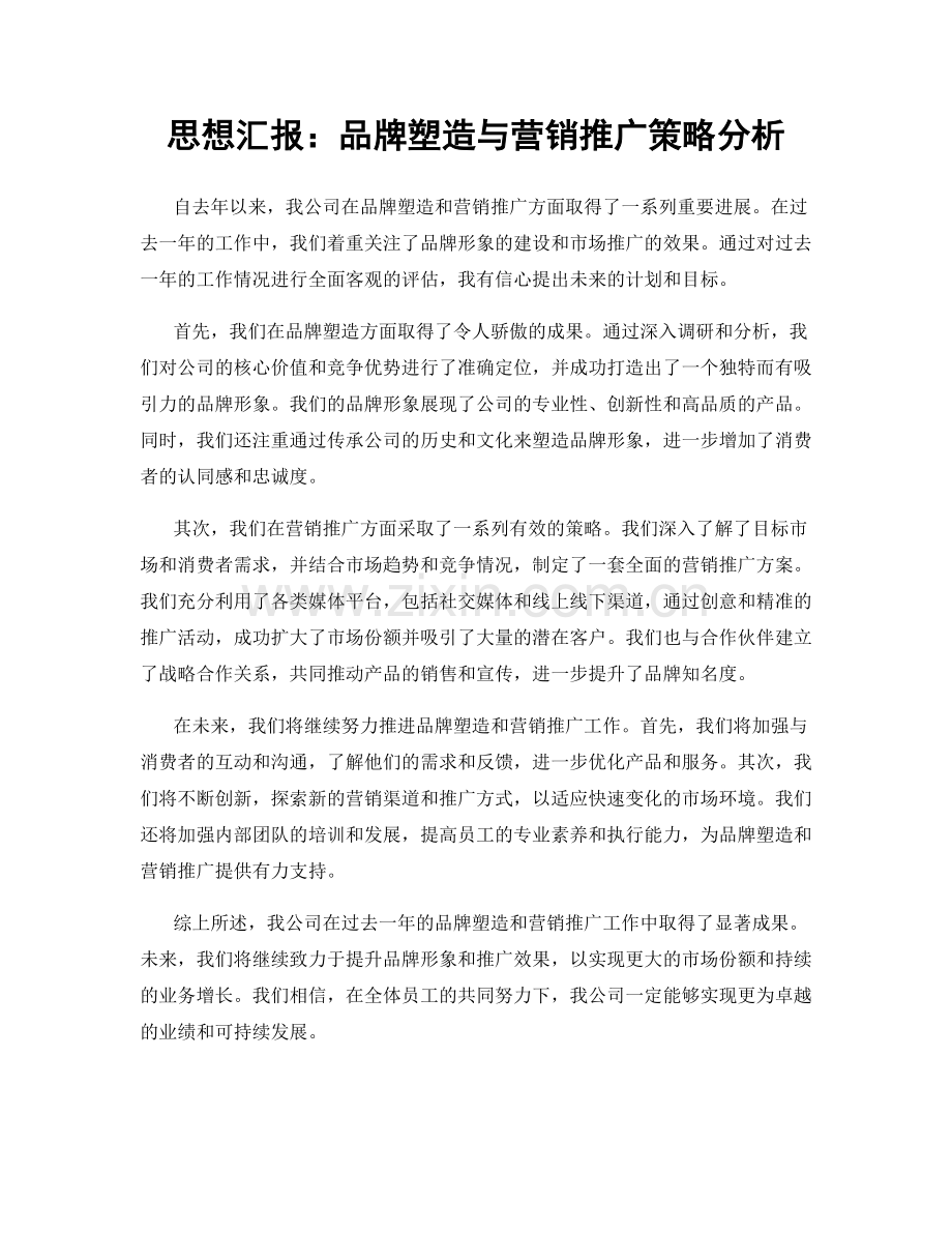 思想汇报：品牌塑造与营销推广策略分析.docx_第1页