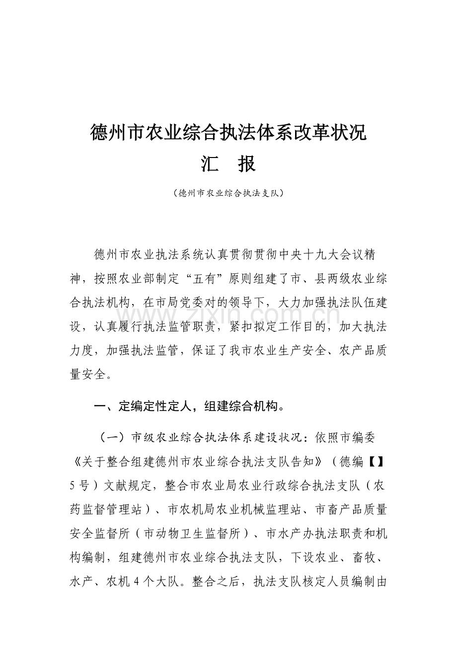 德州市农业综合执法标准体系改革情况.doc_第1页