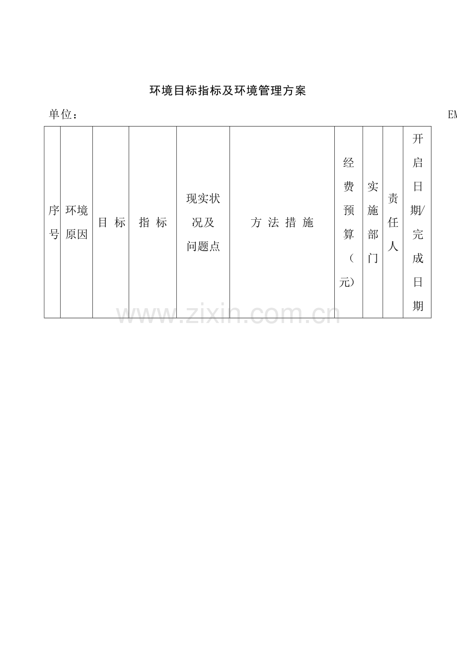 环境目标指标及环境管理方案样本.doc_第1页