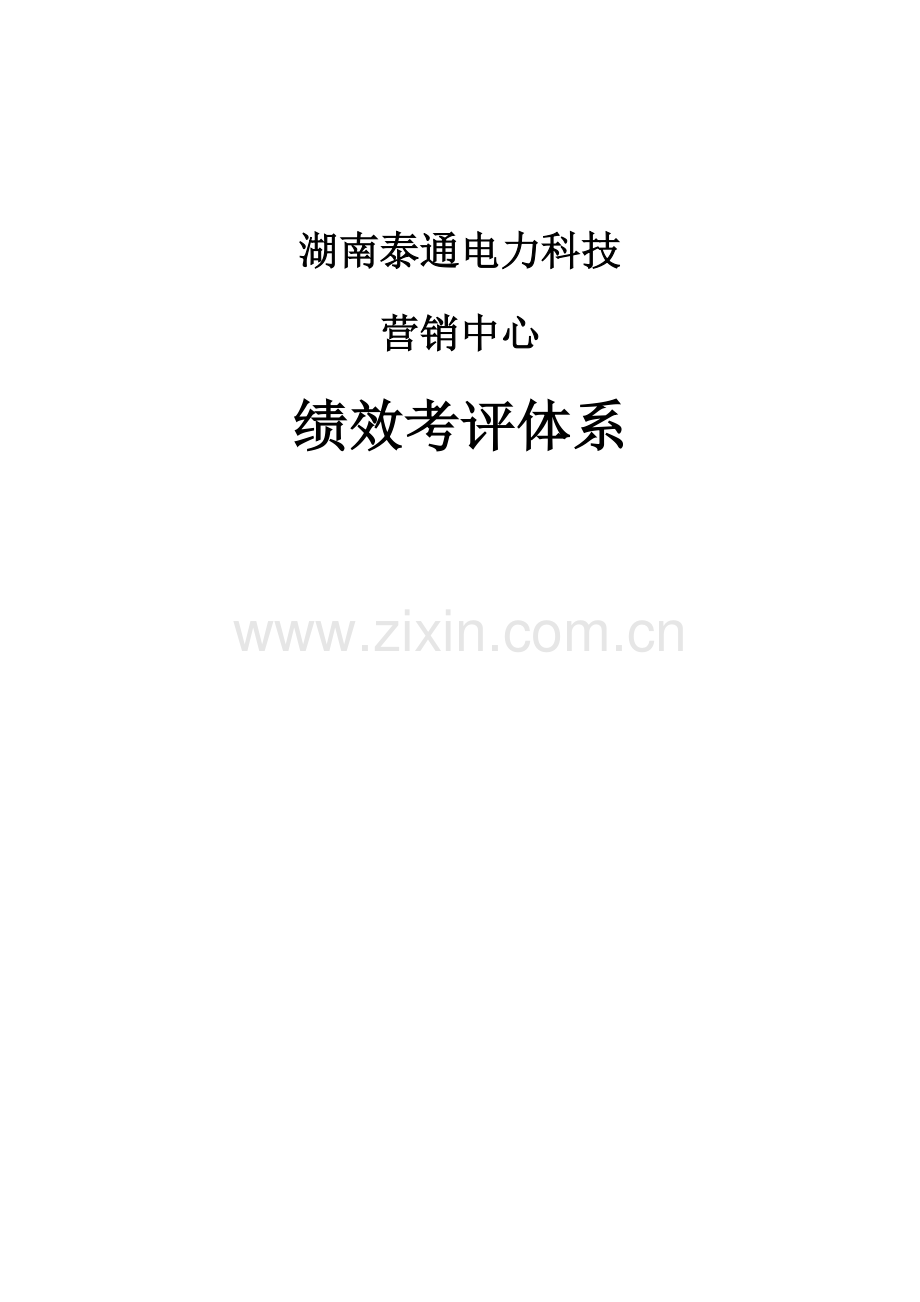 湖南泰通电力科技有限公司营销中心绩效考核体系模板.doc_第1页