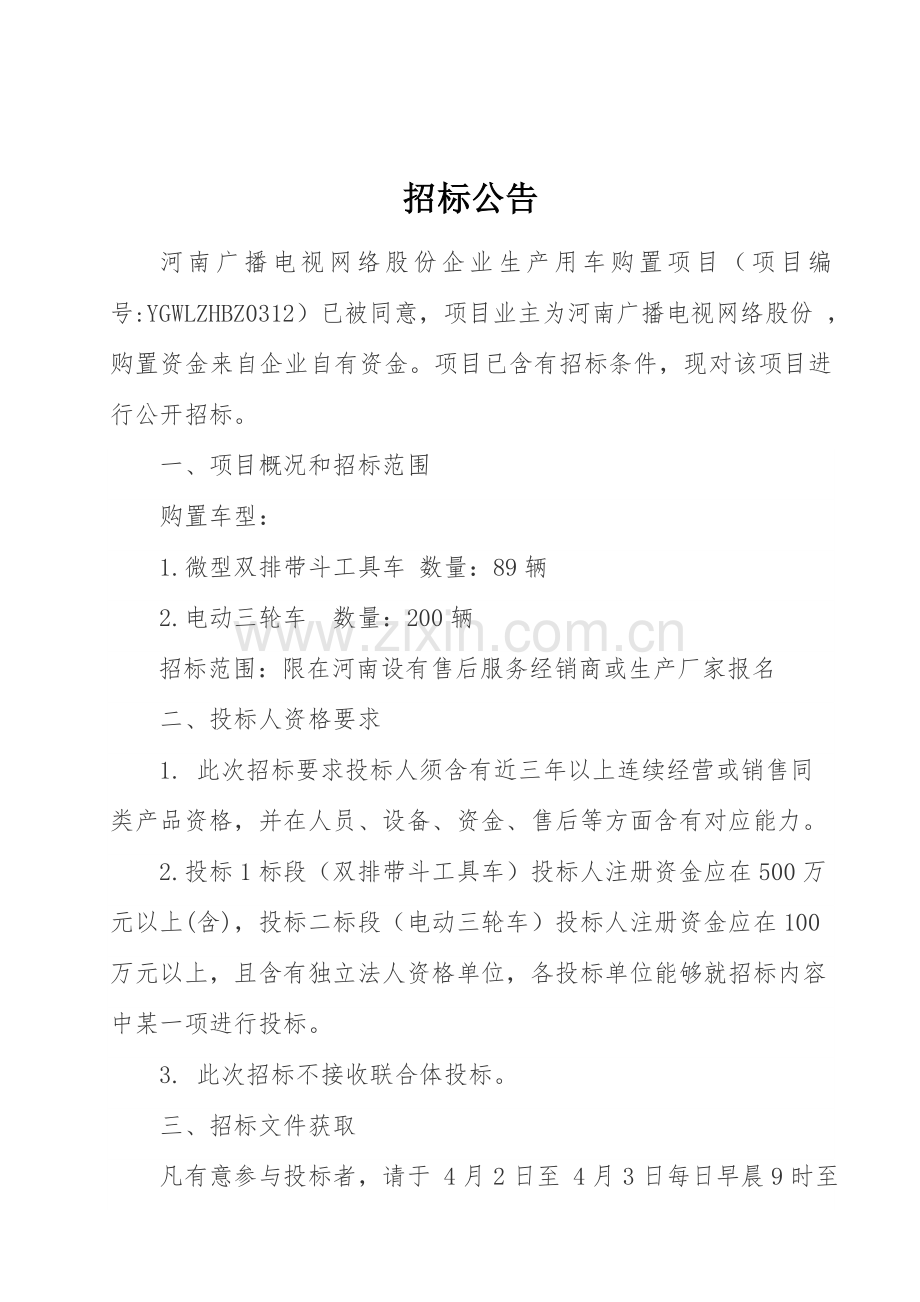 网络股份限公司生产用车采购项目招标文件模板.doc_第2页