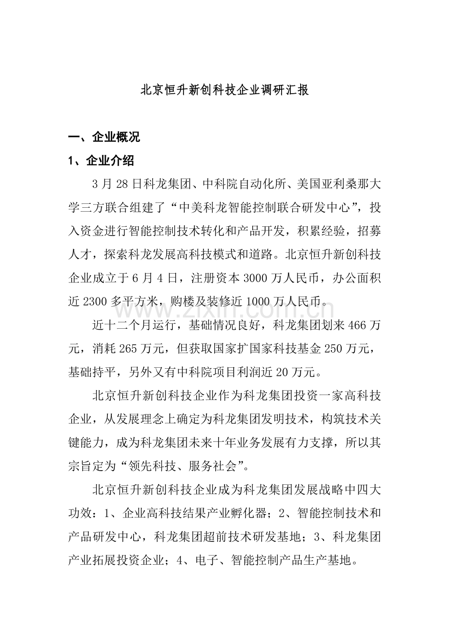 科技公司市场调研报告探讨样本.doc_第1页