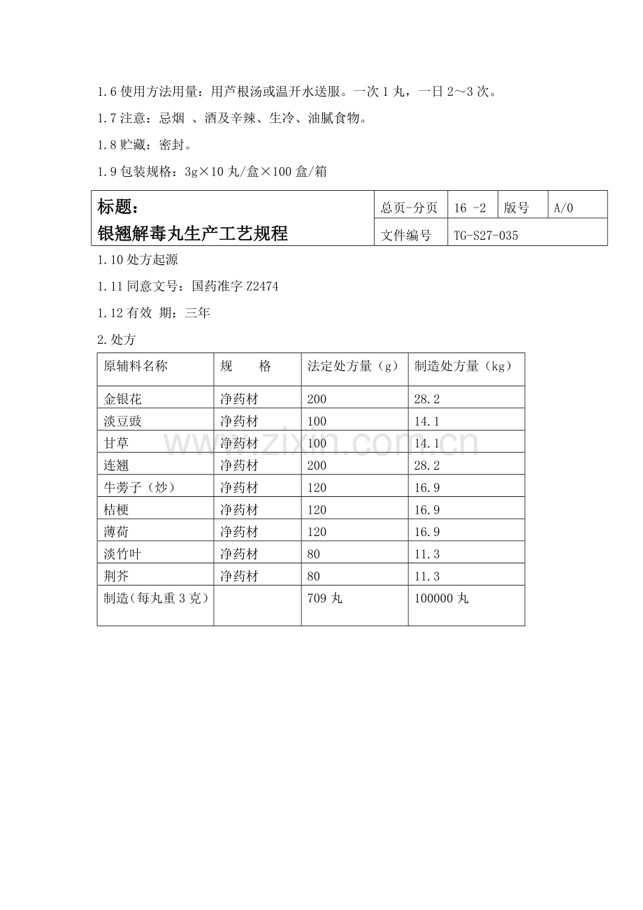 银翘解毒丸生产工艺规程模板.doc_第2页
