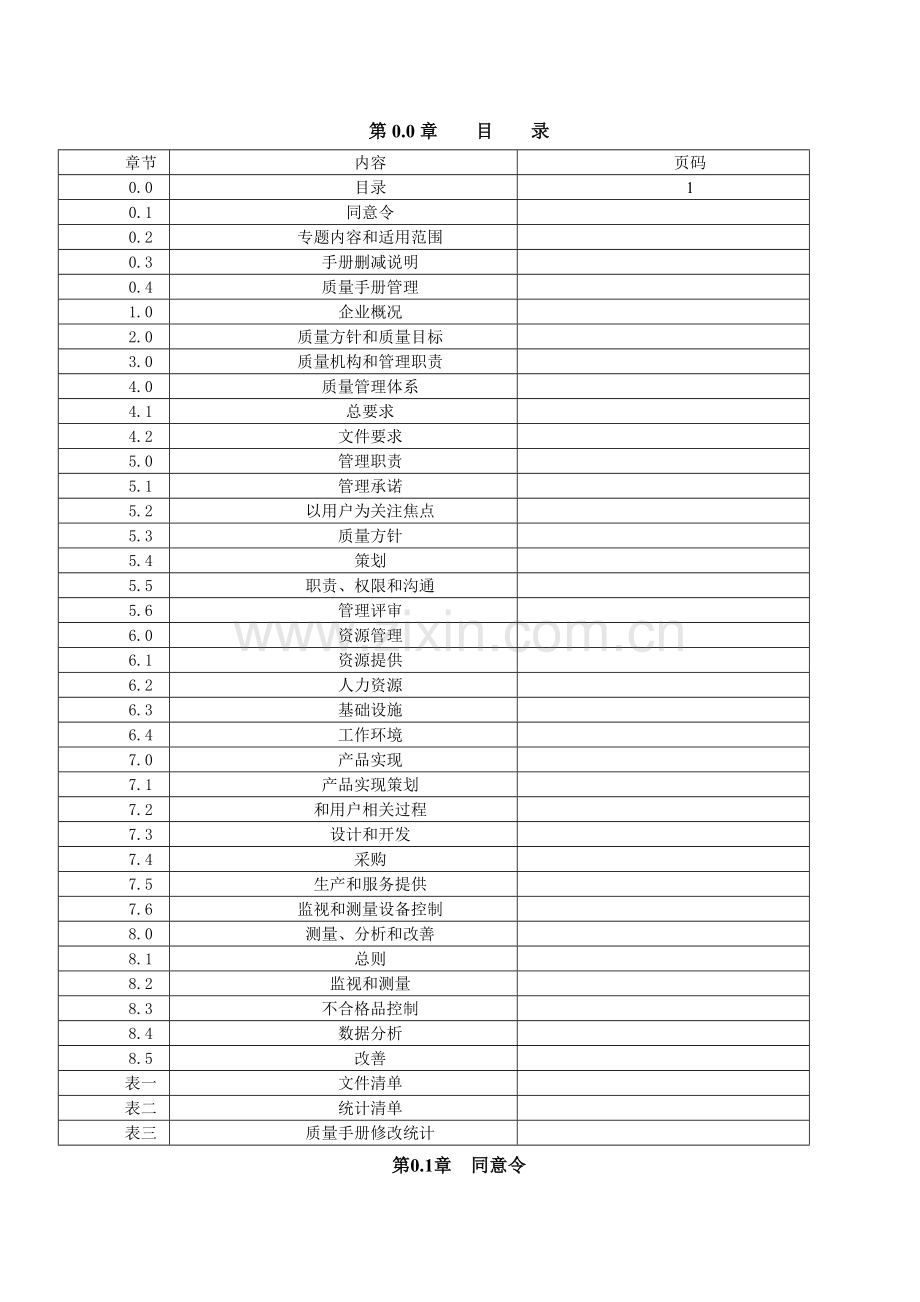 日化有限公司质量手册样本.doc_第1页