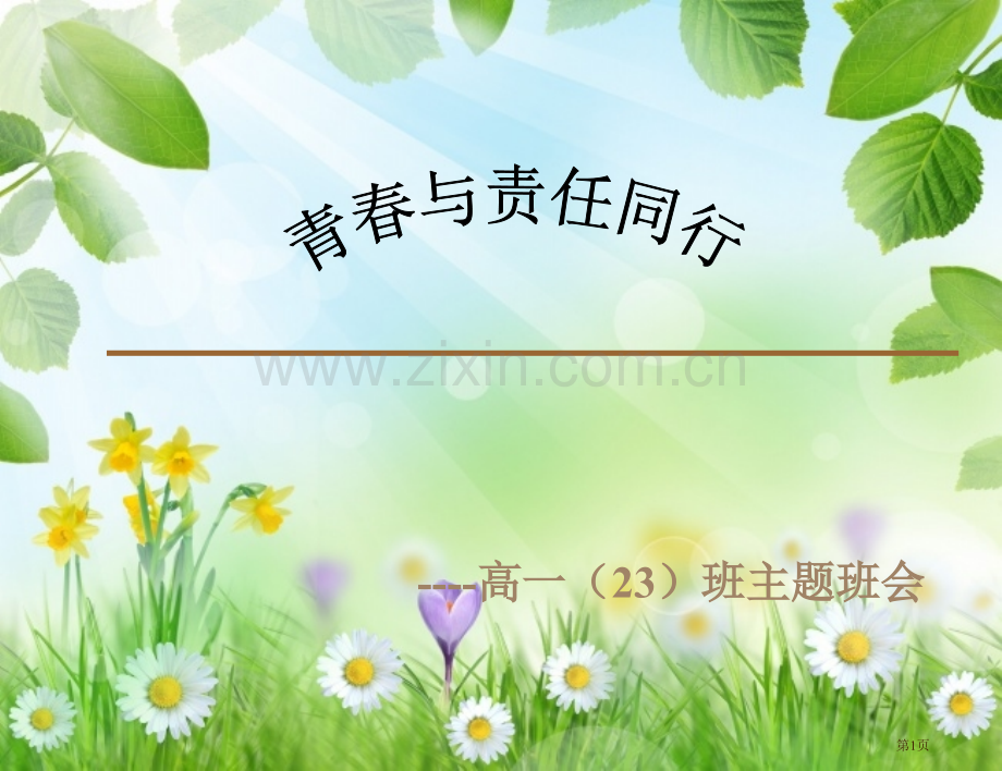 青春和责任主题班会省公共课一等奖全国赛课获奖课件.pptx_第1页