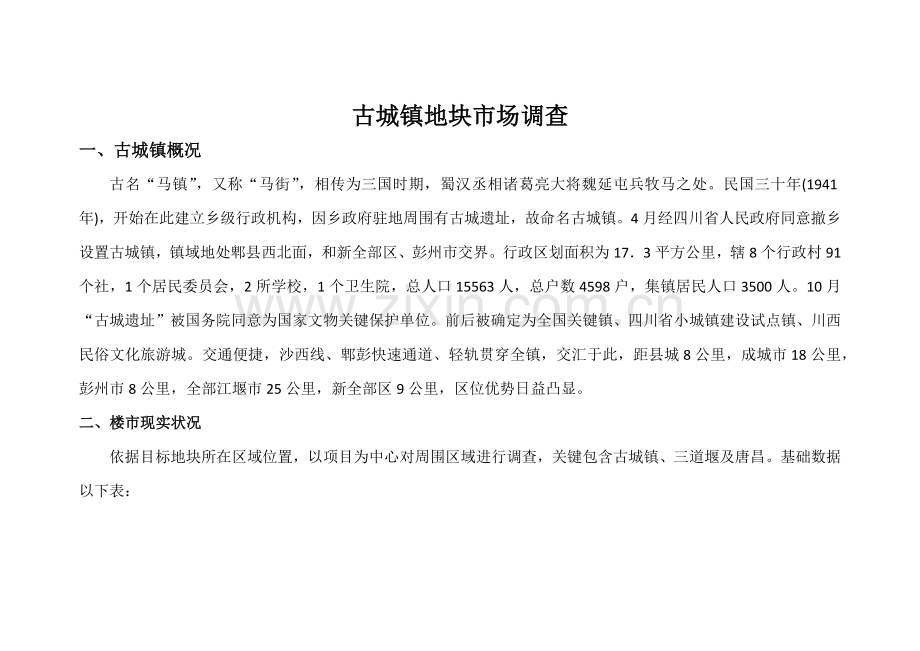 古城镇市场调查分析报告.docx_第1页