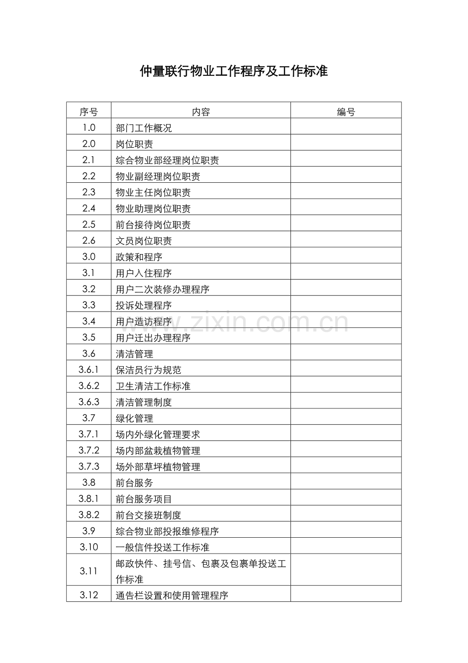 物业公司工作手册概述模板.doc_第1页