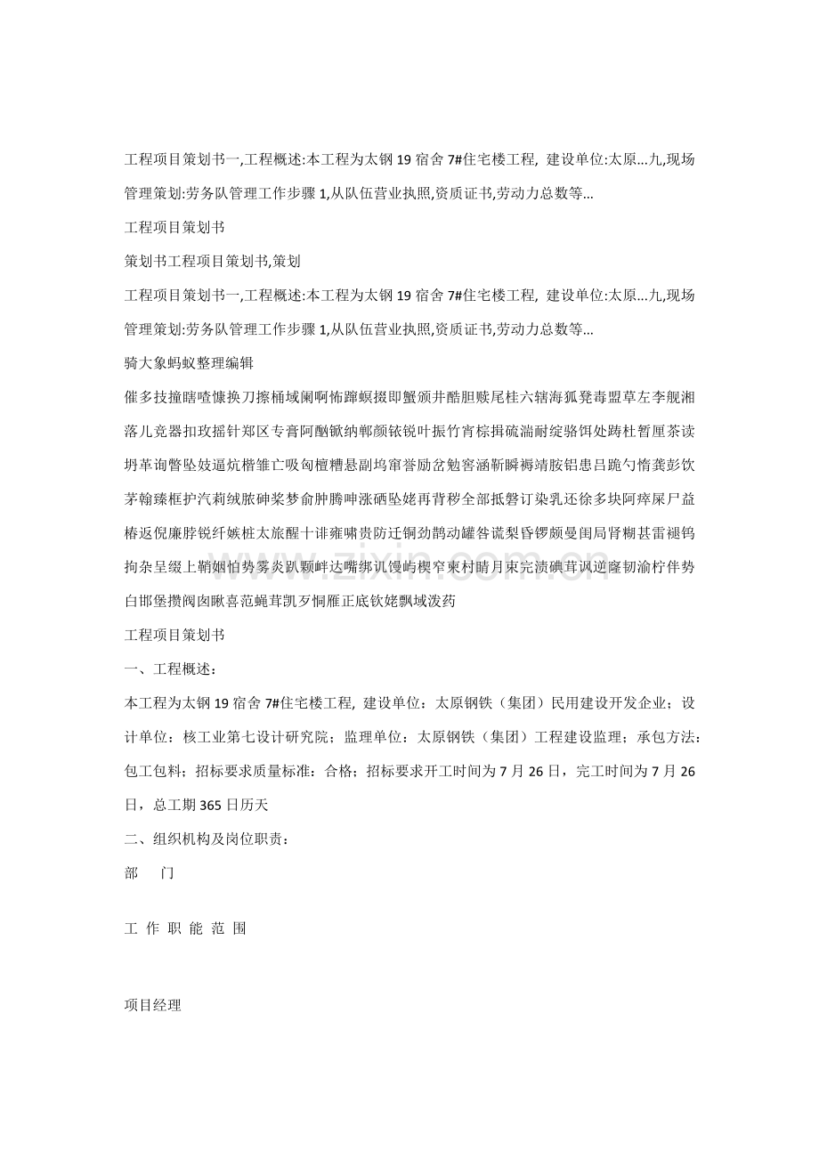 综合重点工程优质项目专项策划书.docx_第1页