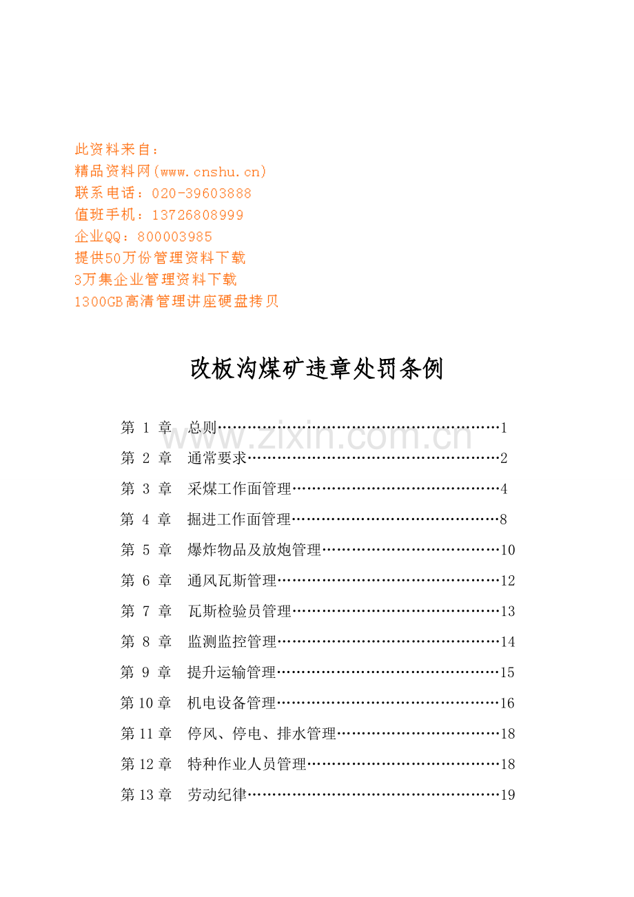 改板沟煤矿违章处罚制度样本.doc_第1页