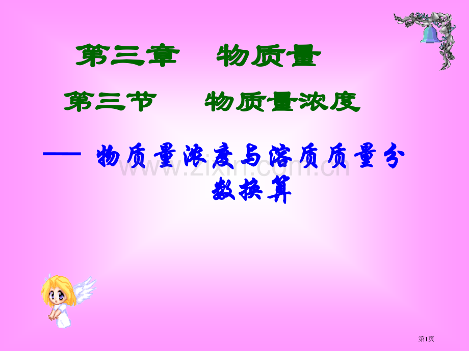 物质的量浓度和溶质质量分数的换算市公开课一等奖百校联赛获奖课件.pptx_第1页