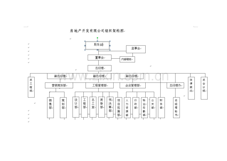 房地产开发有限公司组织架构及岗位职能职责说明.doc_第1页
