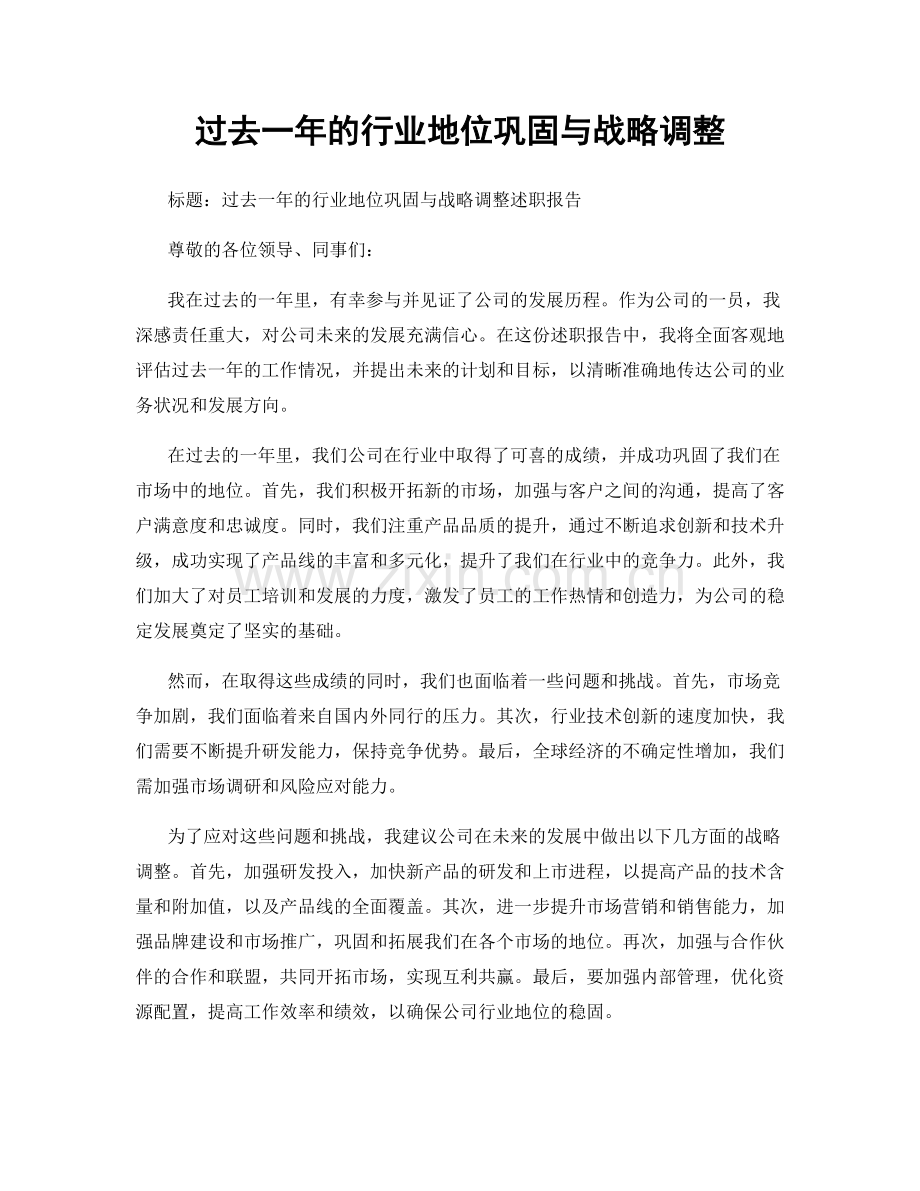 过去一年的行业地位巩固与战略调整.docx_第1页