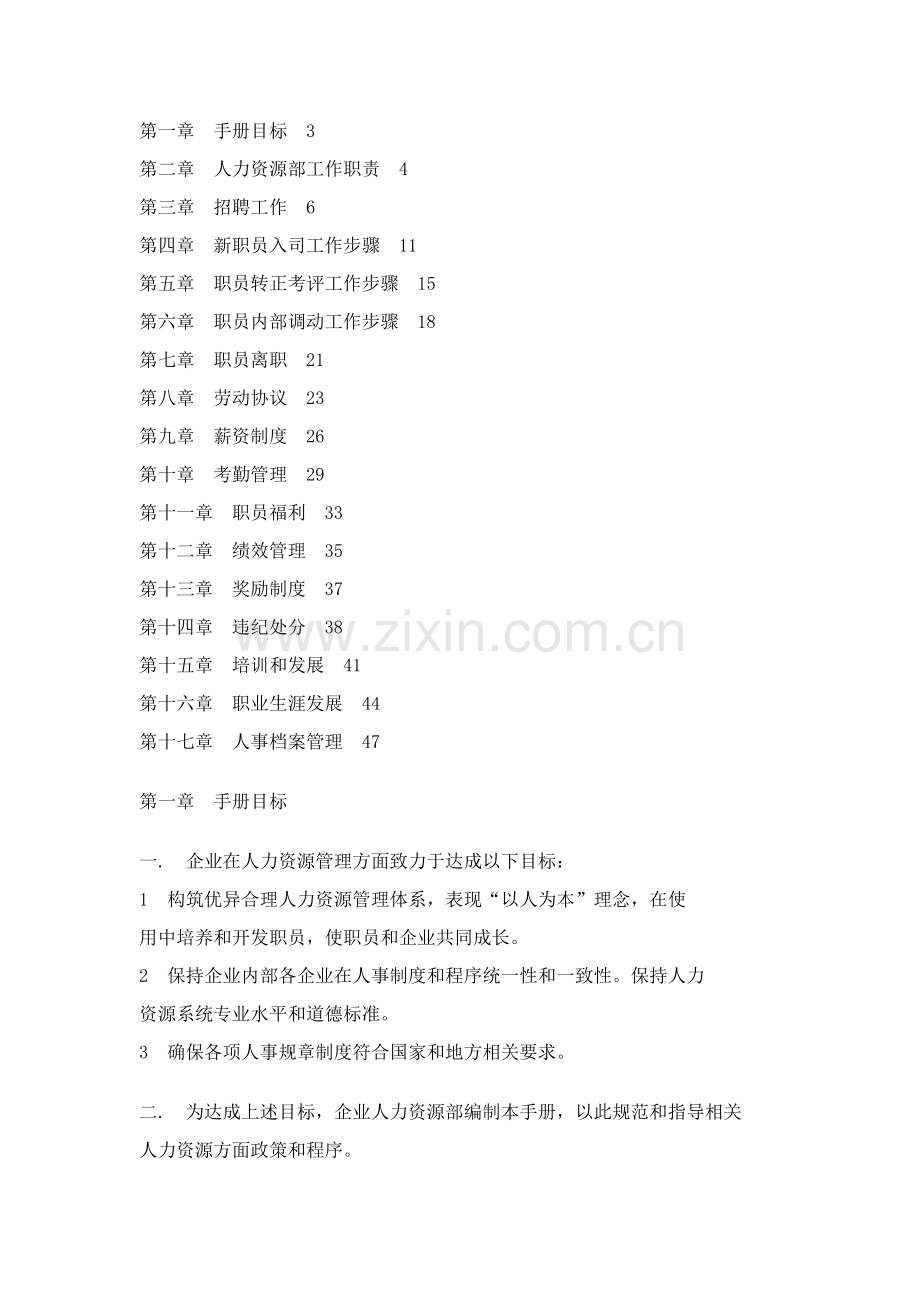 新编人力资源手册模板.doc_第1页