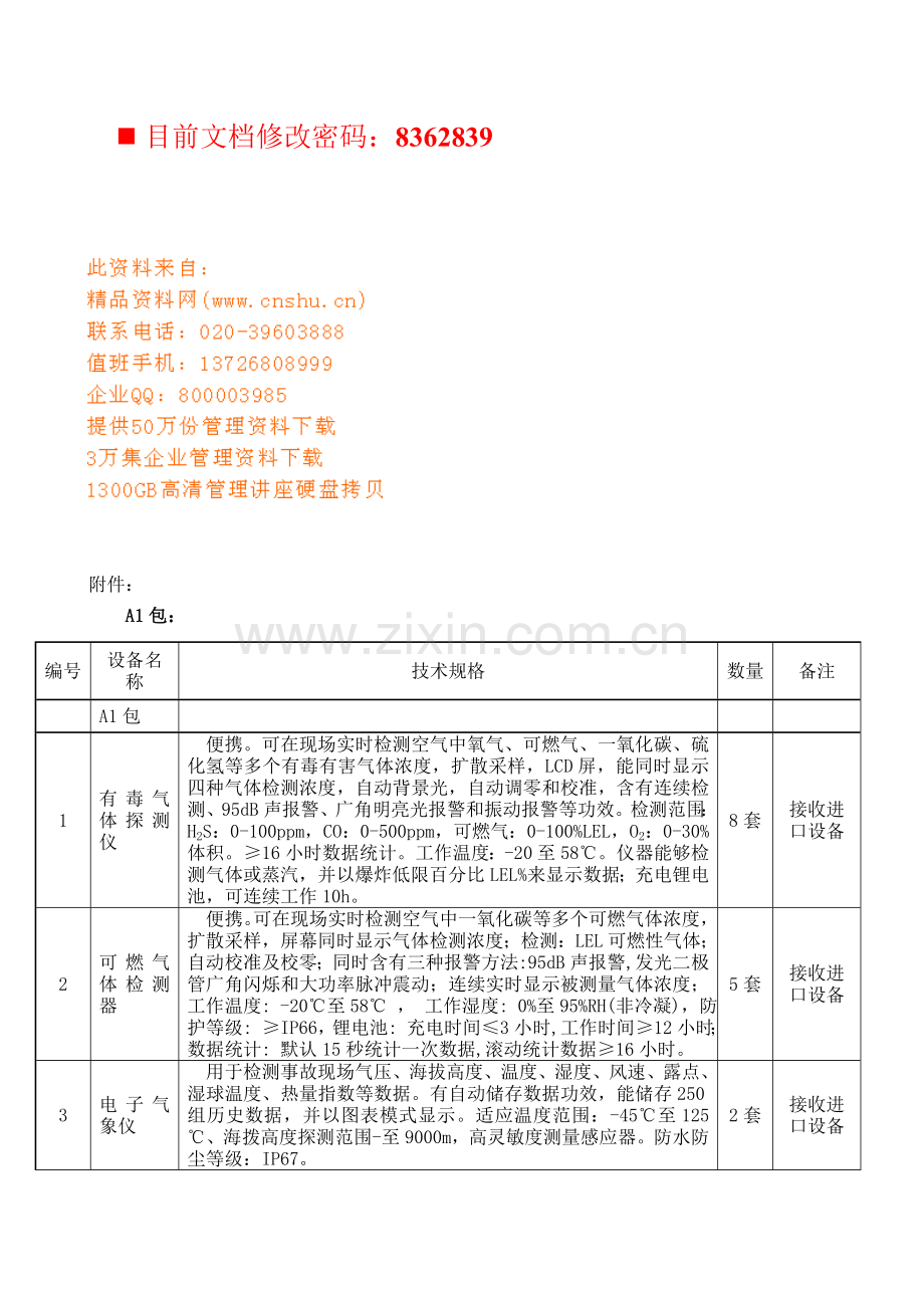 企业采购设备招标文件模板.doc_第1页
