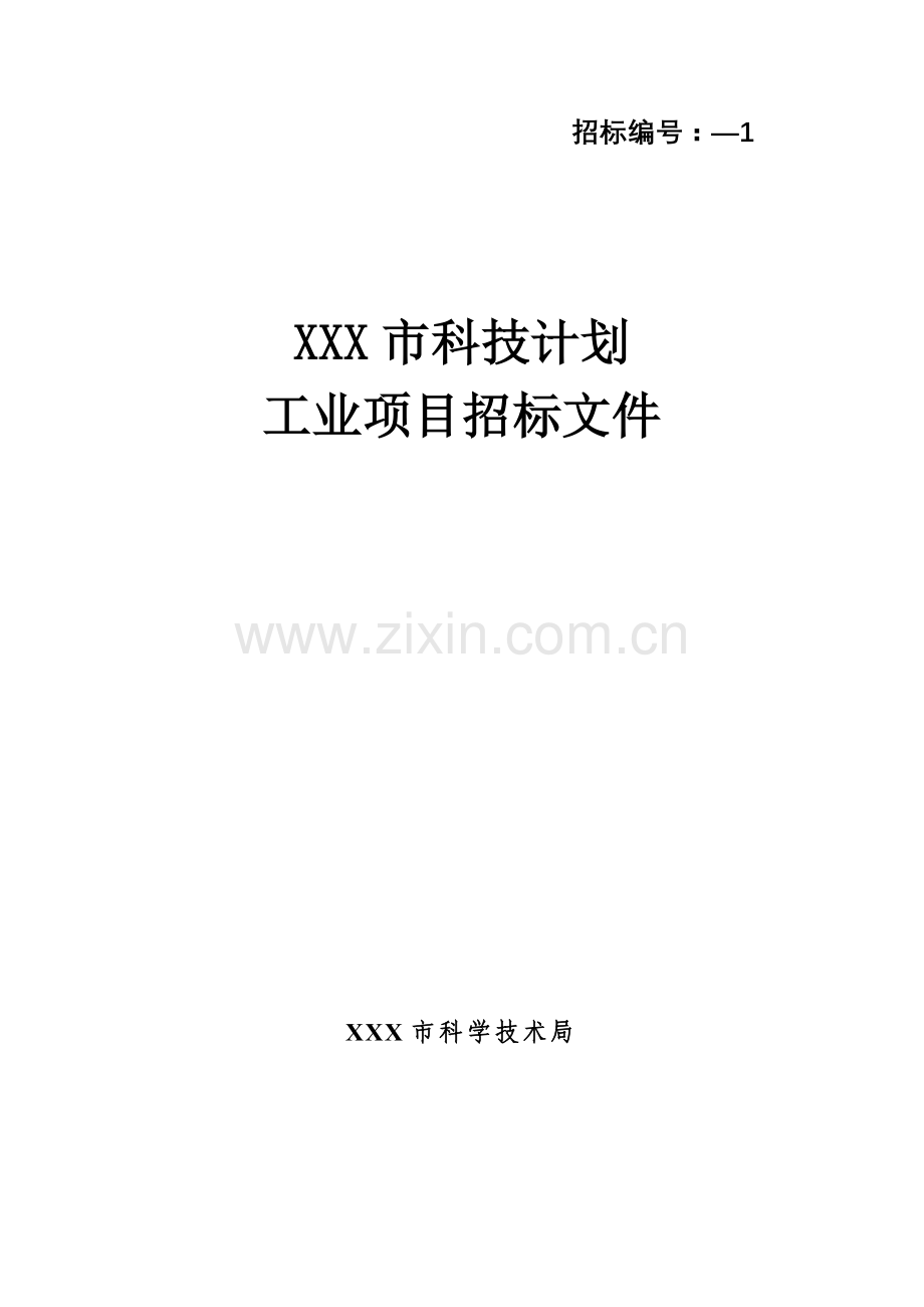 科技计划工业项目招标文件模板.doc_第1页
