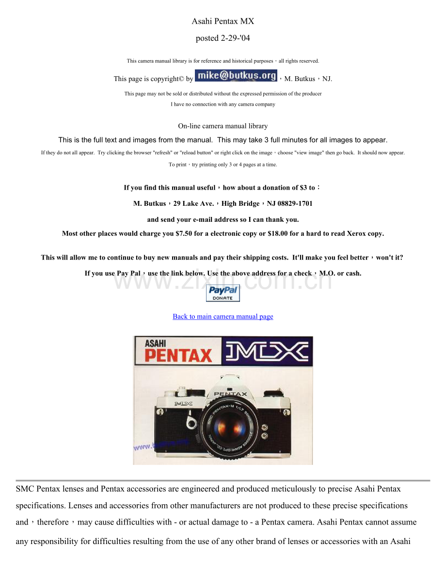 宾得pentaxmx胶片机说明指导书彩色英文版.doc_第1页