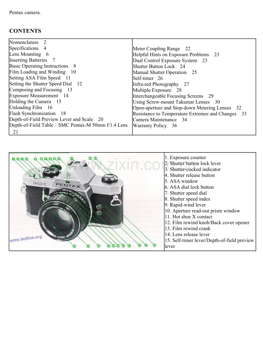 宾得pentaxmx胶片机说明指导书彩色英文版.doc_第2页