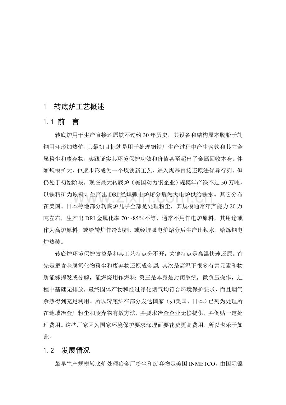 转底炉工艺与熔融还原技术开发模板.doc_第1页